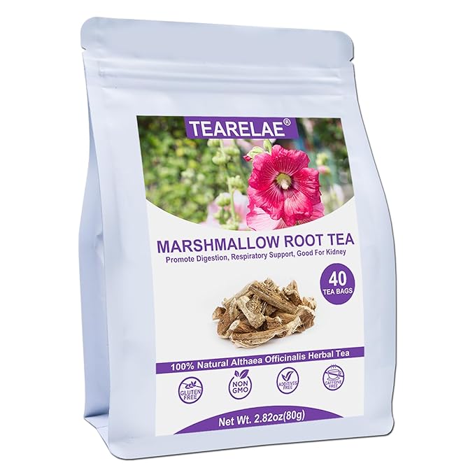 TEARELAE - Marshmallow Root Tea Bags - 2g x 40 Count - Premium Natural Cut & Sifted Althaea Officinalis - Non-GMO - Caffeine-free - Support Digestion & Respiratory-StrideForce Fitness