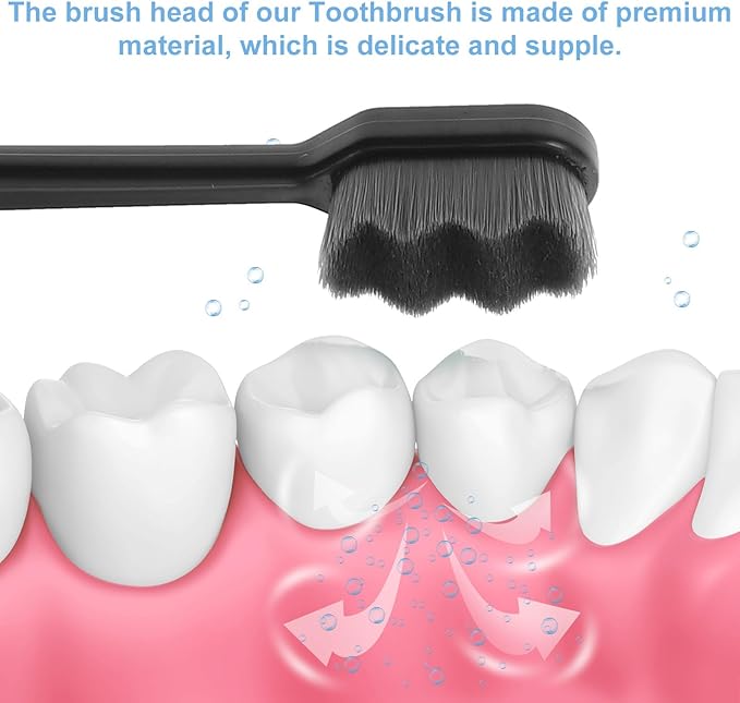 Soft Bristle Toothbrushes for Adults and 4pcs Extra Soft Bristles Black Handle Wave Design Travel Manual Toothbrushes for Sensitive Gums and Daily Oral Care Random Random Color
