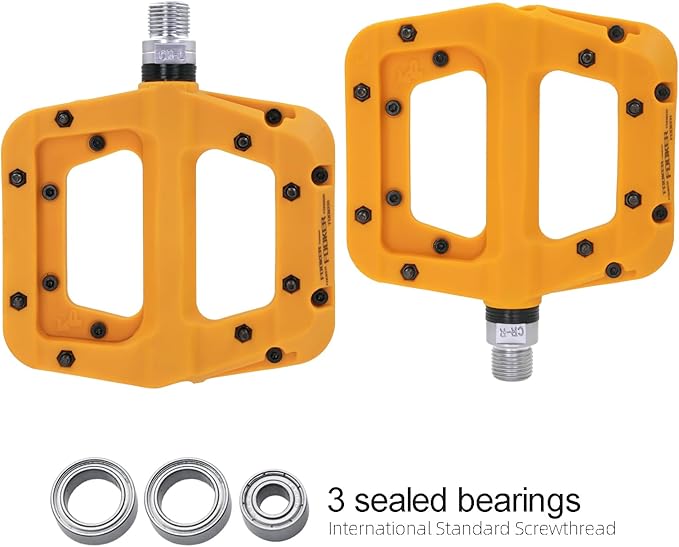 FOOKER MTB Pedals Mountain Bike Pedals 3 Bearing Non-Slip Lightweight Nylon Fiber Bicycle Platform Pedals for BMX MTB 9/16"-StrideForce Fitness