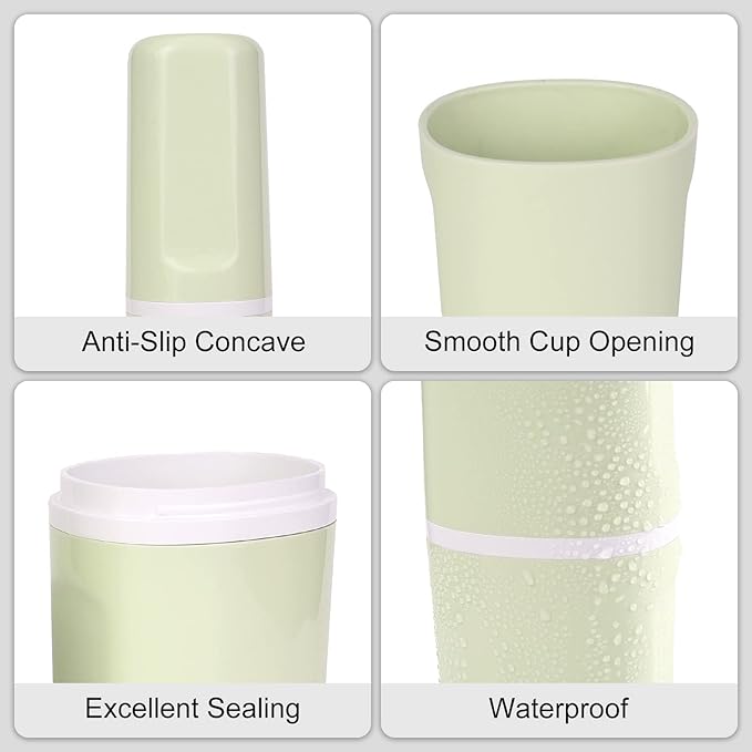 Surblue Travel Toothbrush Case Detachable Toothbrush Holder with Cover Portable Toothbrush Container for Vacation Camping Dorm Bathroom,Green