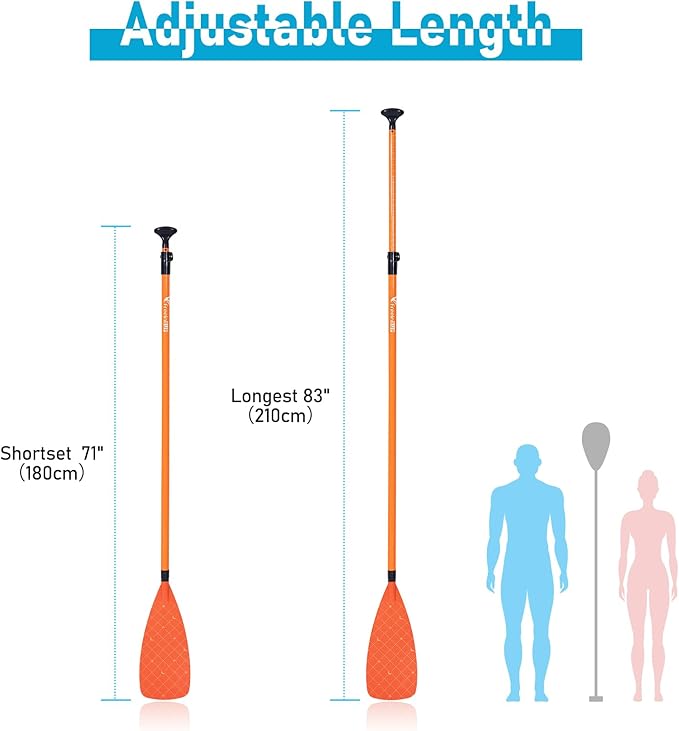 Freein 3-Piece Adjustable & Floating SUP Paddle - Fiberglass Shaft, Nylon Blade (71-83")-StrideForce Fitness