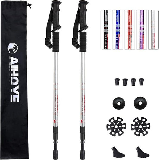 Aihoye Hiking Trekking Poles, 2 Pack Collapsible, Lightweight, Anti Shock, Walking Sticks, Adjustable Hiking Pole for Men and Women-StrideForce Fitness