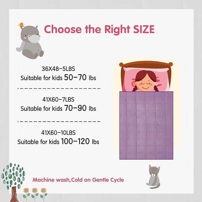 yescool Weighted Blanket (10 lbs, 41" x 60", Purple) Cooling Heavy Blanket for Sleeping Perfect for 90-110 lbs, Breathable Blanket with Premium Glass Bead, Machine Washable-StrideForce Fitness