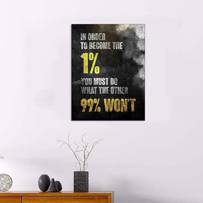 1% Entrepreneur Motivational Canvas Wall Art -Inspirational Office Wall Art Poster Quotes - Canvas Artwork Picture Print Framed for Home Office Bathroom Bedroom Wall Decor -24"X36"-StrideForce Fitness