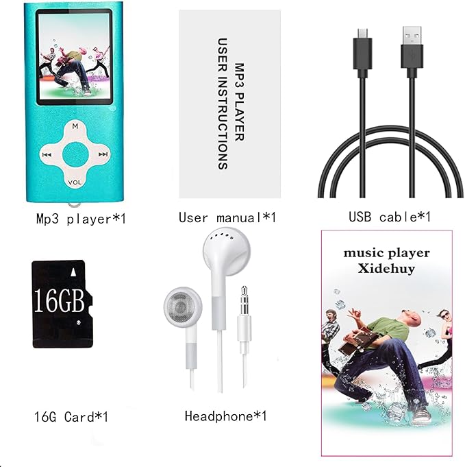 Mp3 Player,Music Player with a 16 GB Memory Card Portable Digital Music Player/Video/Voice Record/FM Radio/E-Book Reader/Photo Viewer/1.8 LCD (Sky Blue)-StrideForce Fitness