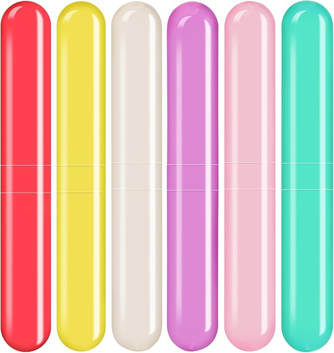 6 Pack Travel Toothbrush Case, Breathable Portable Toothbrush Holder, Plastic Toothbrush Cover Container for Traveling, Bathroom, School, Home, Business, Camping