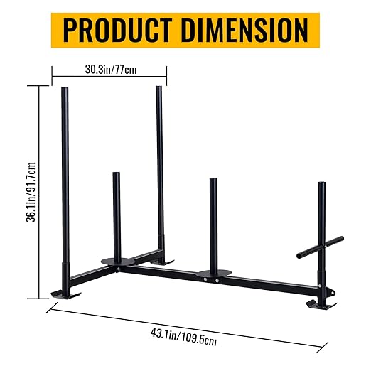 Weighted Training Pull Sled Fit for 1-2 Inch Plates, Sled Workout Equipment, Sport Power Sled for Athletic Exercise and Speed Improvement,300LB-StrideForce Fitness
