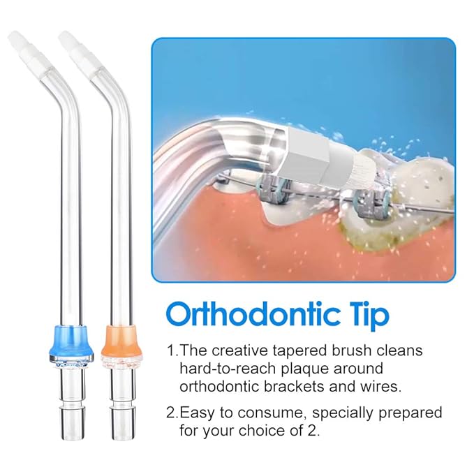 Flosser Replacement Tips Compatible with Waterpik Water Flosser, Reach Flosser Refill Heads Replacement Heads, Compatible with Waterpik Oral Irrigator & Dental Flosser (Orthodontic Tips)