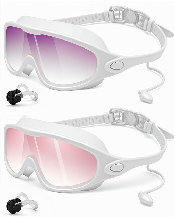 Rantizon Swim Goggles 2 Pack, Wide View Anti Fog&UV Swimming Goggles for Audlt, No Leaking Swim Glasses for Men Women Kids-StrideForce Fitness
