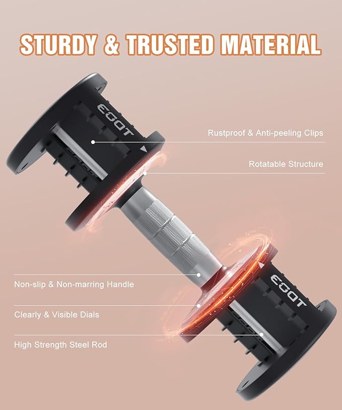 Adjustable Dumbbells Set/Single, 12.5LB/22.5LB/55LB 5 in 1 Free Adjustable Dumbbell Set with Anti-Slip Handle & Rainbow-colored Weight Plates for Home Gym, Weight Set for Women Men-StrideForce Fitness