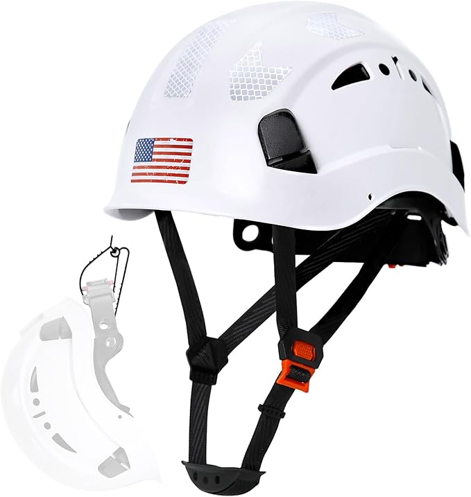 AOLAMEGS Construction Safety Hard Hat - ANSI Z89.1 Type Ι OSHA Approved Safety Helmets with Chin Straps Lightweight Reflective Vented ABS Hard Hats For Men Women Industrial Workwear 6-point Suspension-StrideForce Fitness