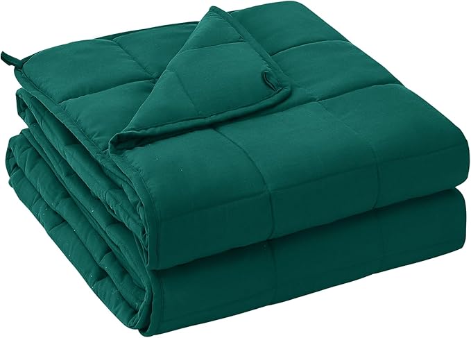 yescool Weighted Blanket for Adults (10 lbs, 48" x 72", Dark Green) Cooling Heavy Blanket for Sleeping Perfect for 90-110 lbs, Twin Size Breathable Blanket with Premium Glass Bead, Machine Washable-StrideForce Fitness