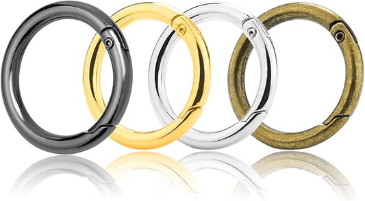 12Pack 1 Inch Spring O Ring Clip Keychain, 4 Colors Round Carabiner Clip Keyrings Snap Hook Buckle for Purse Shoulder Bag Chain Ring Clip Replacement Paracord Keychain Lanyard Leather Repair Hardware-StrideForce Fitness