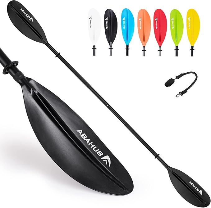 Abahub Kayak Paddle, 90.5 Inches Kayaking Oars for Boating, Canoeing with Free Paddle Leash, Aluminum Alloy Shaft Black/Blue/Green/Orange/Yellow Plastic Blades-StrideForce Fitness