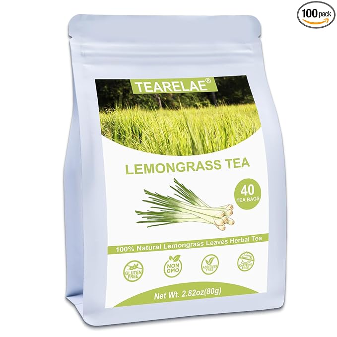TEARELAE - Lemongrass Tea Bags, 40 Count - Premium Natural Lemon Grass Herbal Tea Bags - Non-GMO - Caffeine-free - Support Healthy Digestion-StrideForce Fitness
