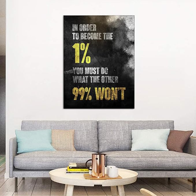 1% Entrepreneur Motivational Canvas Wall Art -Inspirational Office Wall Art Poster Quotes - Canvas Artwork Picture Print Framed for Home Office Bathroom Bedroom Wall Decor-16 x20-StrideForce Fitness