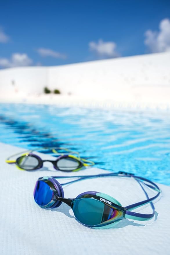 ARENA Unisex Python Racing Swim Goggles for Men and Women Anti-Fog No Leak Max Comfort Dual Strap, Mirror/Non-Mirror Lens-StrideForce Fitness