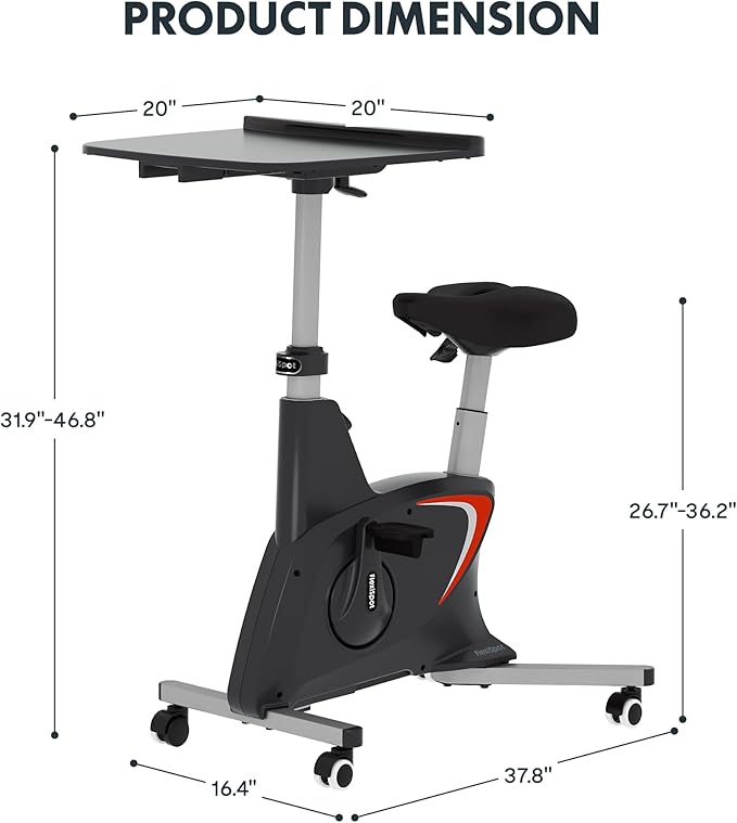 FLEXISPOT Exercise Bike with 2D Desktop, Space Saving Under Desk Bike with Removable Desk, Stationary Bikes Indoor Bikes with 300LBS Heavy Duty 8-Level Resistance Flywheel Optional LCD, V9PRO/V9MAX-StrideForce Fitness