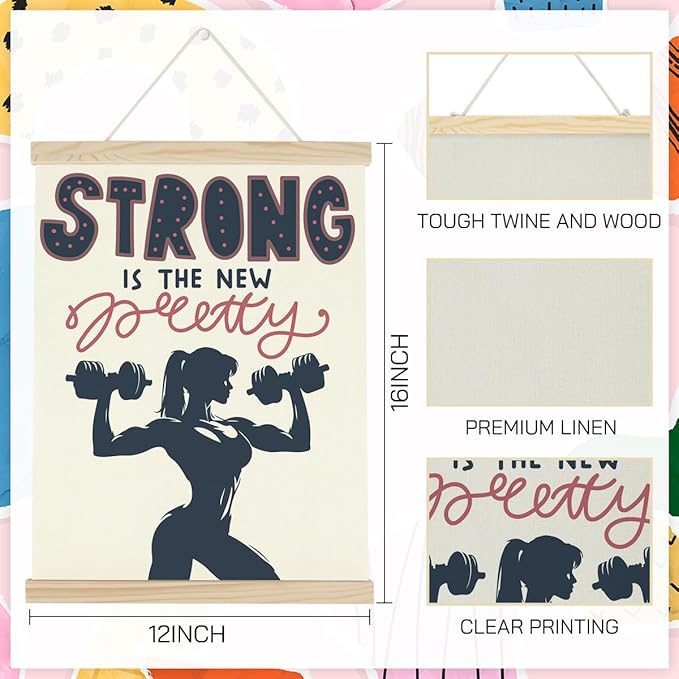 Gym Motivational Posters College Dorm Posters Gifts for Girls Friends Strong is The New Pretty Gym Flag Wall Art Decor Sign for Home Gym Bedroom Office-StrideForce Fitness