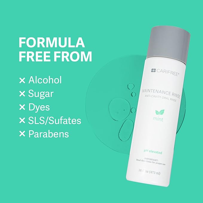 CariFree Maintenance Rinse, Mint Flavored, Anti-Cavity Fluoride Mouthwash, Dentist Recommended, Prevents Oral Decay, Freshens Breath, Alcohol-Free, Neutralizes pH, (16 Fl Oz (Pack of 2), Mint)