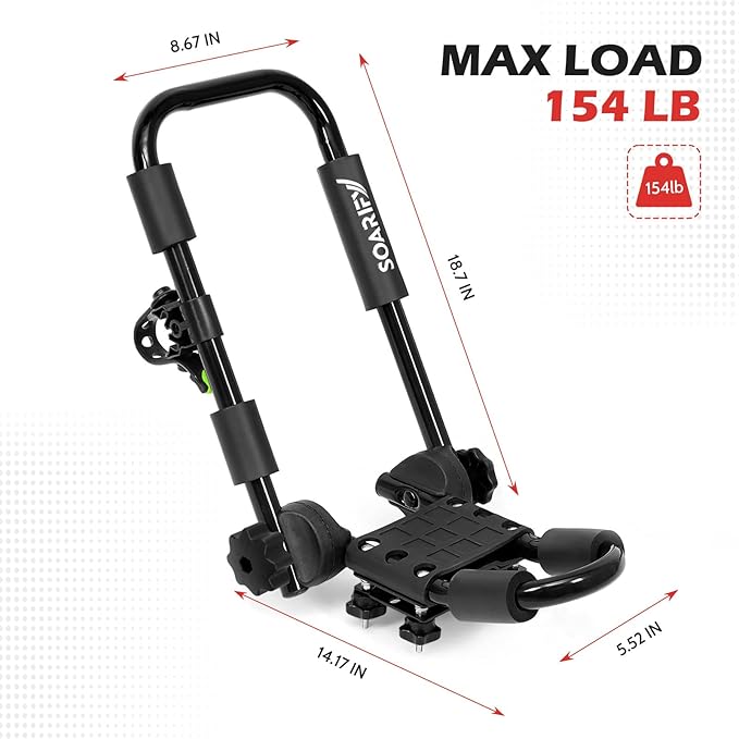 Folding Kayak Roof Rack Premium J-Bar for Canoe Carrier SUP Paddle Surfboard Mount on Car SUV and Truck Crossbar (1 Pair)-StrideForce Fitness