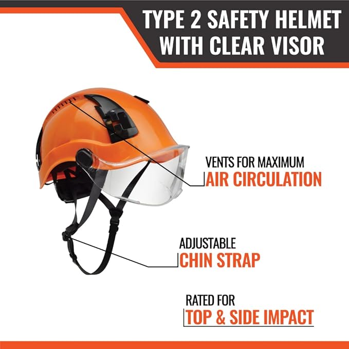 Malta Dynamics APEX Type 2 Safety Helmet – OSHA and ANSI Z89.1 Compliant Safety Hard Hats for Construction Workers and Vented Helmet for Head Protection-StrideForce Fitness
