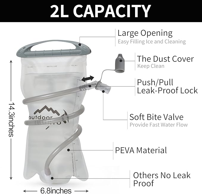 Hydration Pack Backpack, Lightweight Water Backpack with 2L Leakproof Hydration Bladder Daypack for Men Women,Running Hydration Vest for Outdoor Trail-StrideForce Fitness