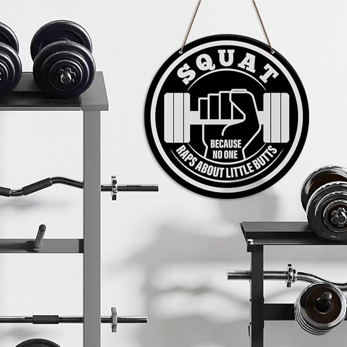 Gym Sign Decor, Home Gym Sign, Funny Gym Decorations, Workout Room Fitness Room Decor Gym Sign Decoration, Gym Bodybuilding Gift for Trainer Exercise Lover Men, Because No One-StrideForce Fitness