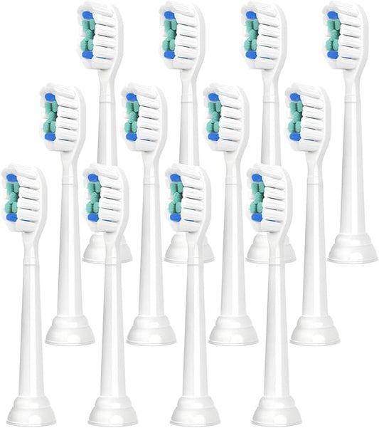Replacement Toothbrush Heads, Compatible with Philips Sonicare Diamond Electric Brush Clean Refill for Hx6920 4100 2 Series(White-12 Pcs)