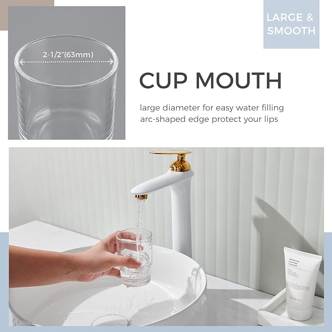 Bathroom Glass Cup, Aomasi Transparent Toothbrush & Toothpaste Holder, Mouthwash Tumbler Cup Drinking Mug Glassware
