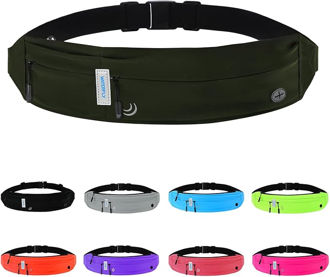 WATERFLY Running Belt Fanny Pack: Runner Marathon Jogging Waist Pack Sport Workout Exercise Fitness Phone Holder Belt for Men Women Jogger Slim Waistband-StrideForce Fitness