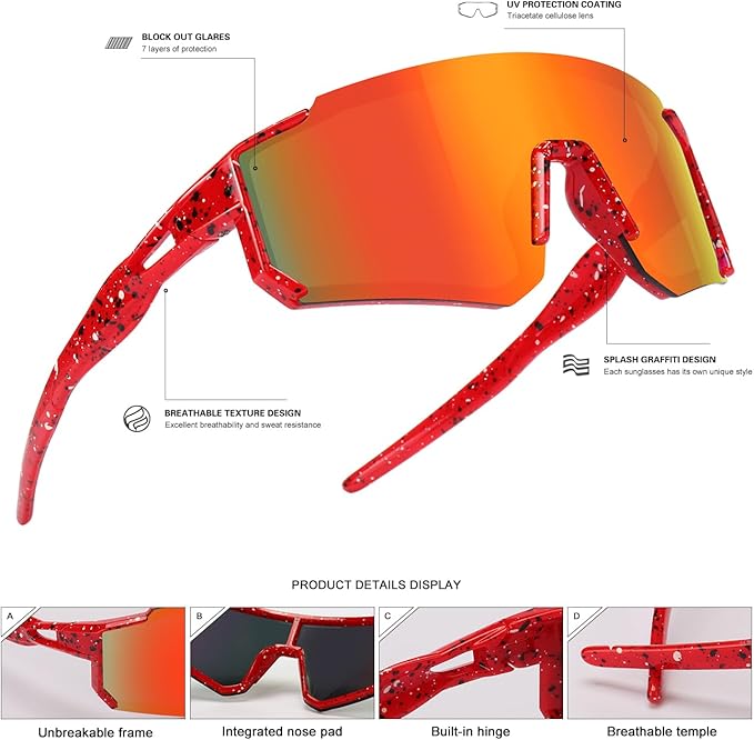 Youth Baseball Sunglasses Kids Sports Sunglasses for Boys Girls Softball Cycling Glasses UV400 Protection-StrideForce Fitness