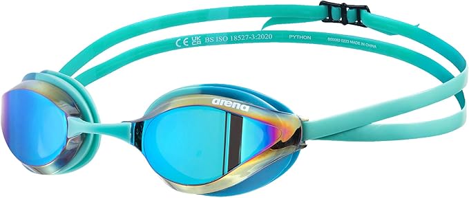 ARENA Unisex Python Racing Swim Goggles for Men and Women Anti-Fog No Leak Max Comfort Dual Strap, Mirror/Non-Mirror Lens-StrideForce Fitness