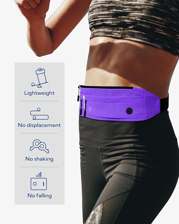 WATERFLY Running Belt Fanny Pack: Runner Marathon Jogging Waist Pack Sport Workout Exercise Fitness Phone Holder Belt for Men Women Jogger Slim Waistband-StrideForce Fitness