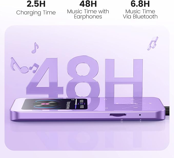 32GB MP3 Player with Bluetooth 5.3, AGPTEK A09X 2.4" Screen Portable Music Player with Speaker Lossless Sound with FM Radio, Voice Recorder, Supports up to 128GB, Purple-StrideForce Fitness