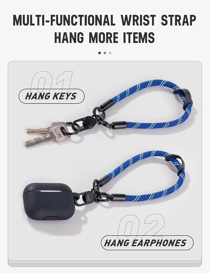 project-cb Phone Wrist Strap×1,Phone Tether Tab×2,Phone Wristlet,Phone Lanyard Wrist Strap,Key Holder,Keychain,Key Ring×2(Blue)-StrideForce Fitness