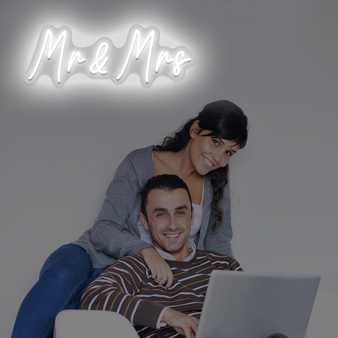 Mr and Mrs Neon Sign for Wedding Dimmable Mr Mrs Neon Signs Led Neon Sign for Party Neon Light Sign Mr & Mrs Sign for Anniversary Valentine's Day Wall Decor Gift 16.54 "X4.72"-StrideForce Fitness