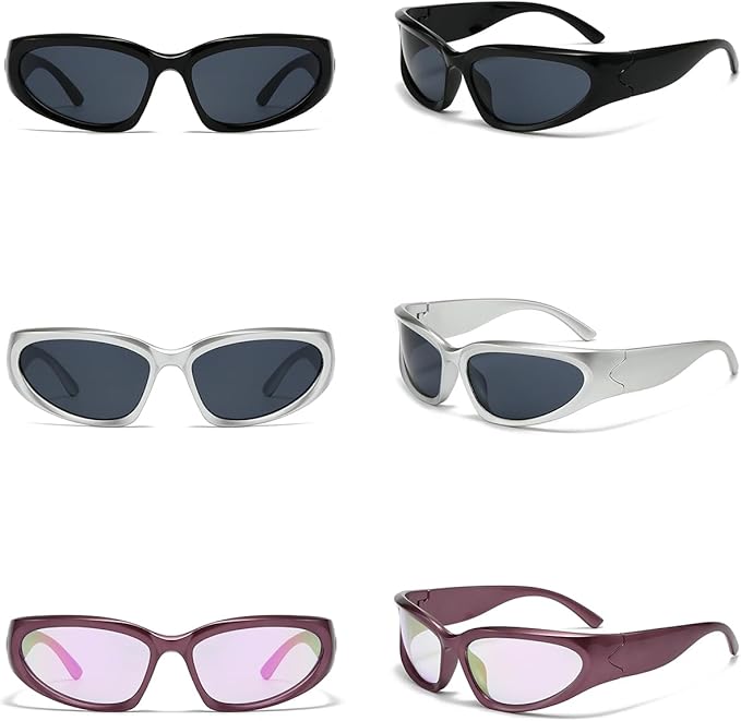 SOAR&EAGLE Y2K 3Pack Polarized sunglasses Wrap Around Men's Women's sunglasses Fashion Sport Shades Sun Glasses-StrideForce Fitness