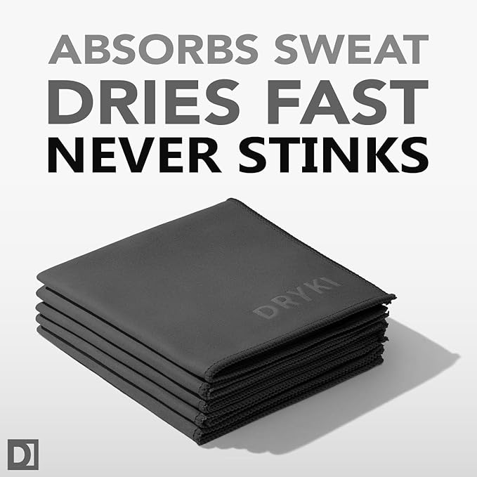 Pocket-Sized Sweat Towels - The Original Sweat Absorbing Handkerchiefs - Quick-Dry Microfiber Sweat Rags for Face, Hands, & Body - Men & Women - Gym, Sports, and Work (Dark Grey: 5 Pack)-StrideForce Fitness