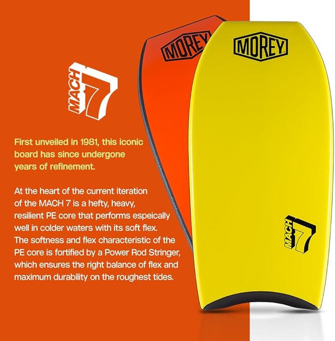 MOREY® Mach 7, Pro Bodyboard; Body Boards for Beach, Embedded Rod for Durability, Engineered with HDPE Slick Bottom for Speed (2025 Model)-StrideForce Fitness