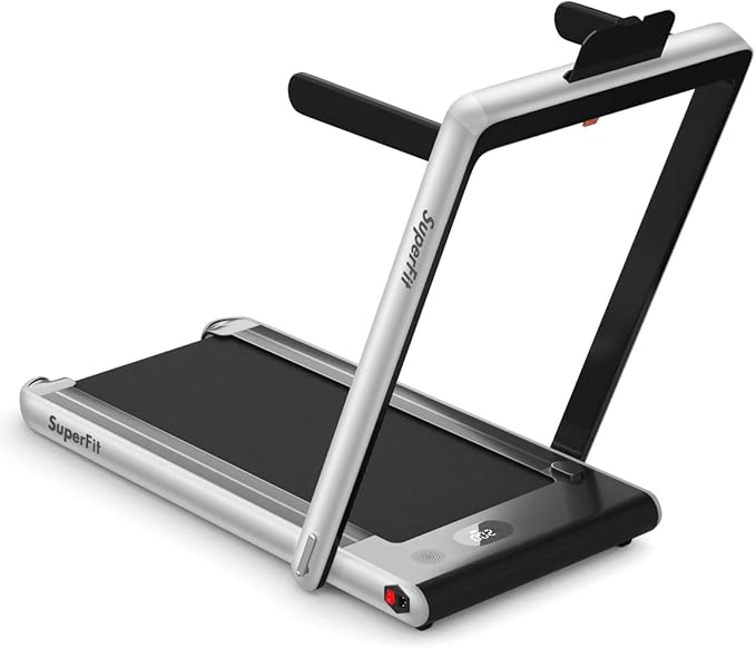 GYMAX Walking Pad, 2.25HP Dual Display Foldable Treadmill for Home with Remote/Smart App Control, Portable Compact Treadmill for Office Under Desk, Folding Running Machine for Small Spaces-StrideForce Fitness