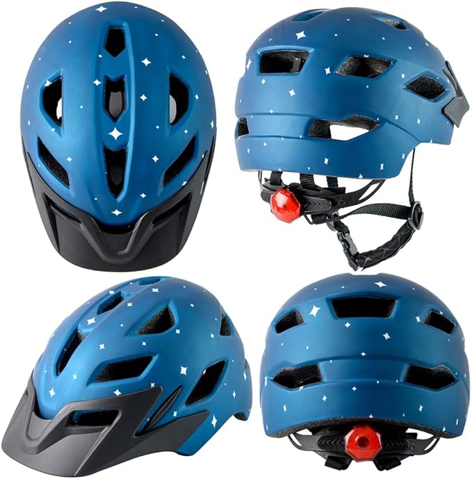 Kids Bike Helmet,Bavilk Kids Boys Girls Bike Helmets with LED Light Detachable Visor Children Youth Teen Multi-Sport for Skating Cycling Scooter Skateboard Adjustable & Lightweight 19.7"-22.4"-StrideForce Fitness