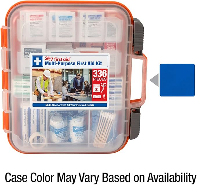 24/7 First Aid OSHA Compliant First aid Kit, All-Purpose 100-Person Emergency First Aid Kit for Business, Home, and Car in Plastic Case with Easy-Slide Latches, 336 Pieces-StrideForce Fitness