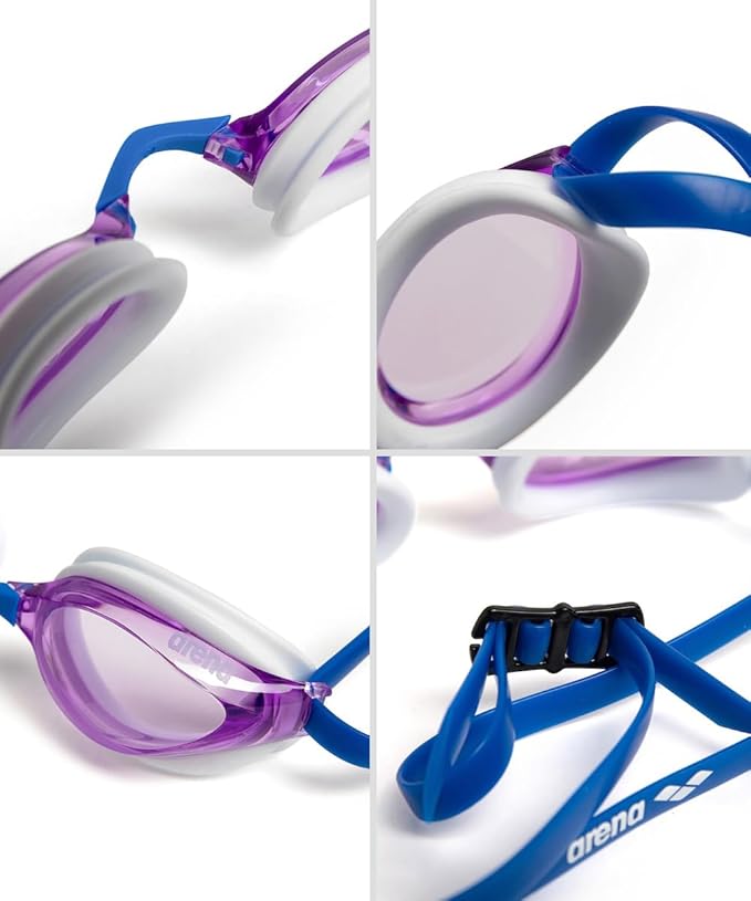 ARENA Unisex Python Racing Swim Goggles for Men and Women Anti-Fog No Leak Max Comfort Dual Strap, Mirror/Non-Mirror Lens-StrideForce Fitness