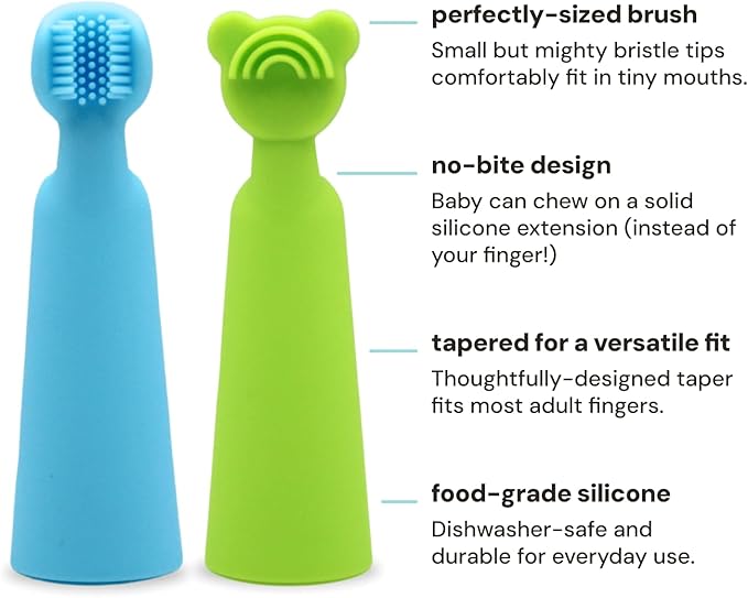 oogiebear Baby Finger Brush & Tongue Scraper - Gentle Oral Care, Soft Silicone, BPA-Free, for Infants & Toddlers