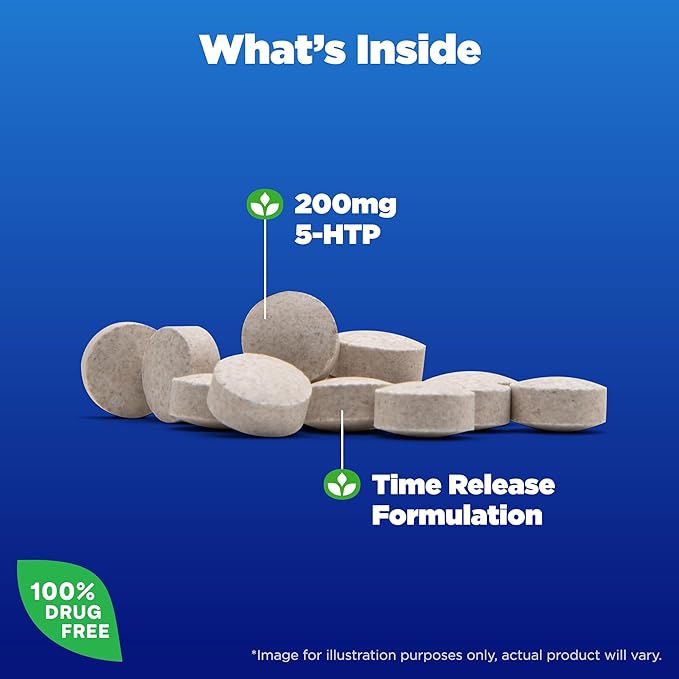 Natrol 5-HTP 200mg, Dietary Supplement Helps Support a Balanced Mood, 60 Time Release Tablets, 60 Day Supply-StrideForce Fitness