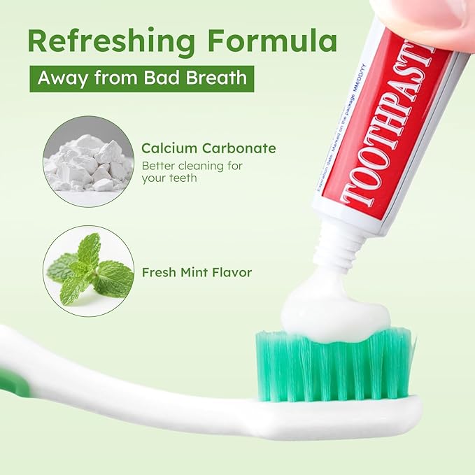 Travel Size Mini 0.176 oz Toothpaste Bulk, Disposable Mint Flavor Pocket Teeth Paste Small Essential Toothpaste for Travel, Home/Hotel/Guests/Charity/Homeless/Camping Oral Care Single Use, 500 Tubes