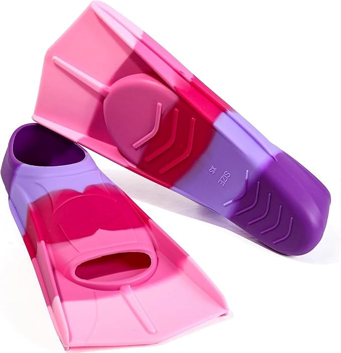 Kids Swim Fins,Short Kids Fins Youth Swimming Flippers for Lap Swimming Training for Children Girls Boys Beginners-StrideForce Fitness