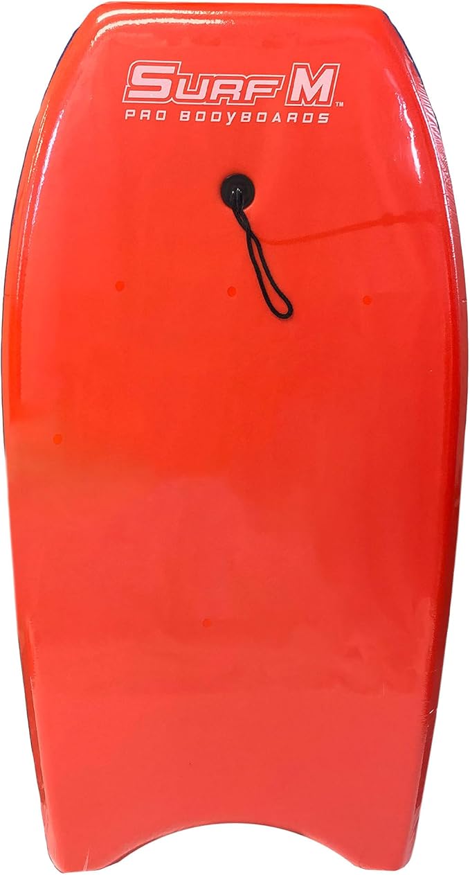 PMU 33 Inch Red Bodyboard - Lightweight Wrist Leash, Slick Bottom Boards for Beach, Sea & Pool - Surfing Board for Kids, Teens & Adults Wave Conditions Pkg/1-StrideForce Fitness