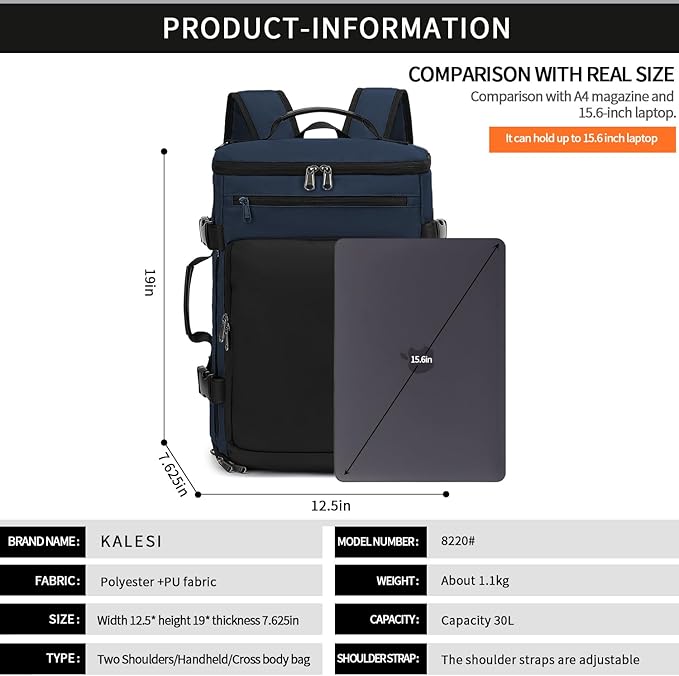 Kalesi Gym Duffle Bag Backpack 4-Way Waterproof with Shoes Compartment for travel Sport Hiking laptop-StrideForce Fitness